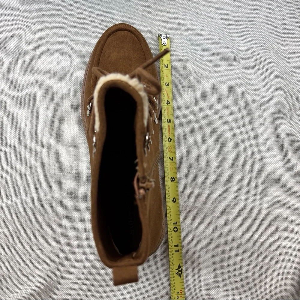 Sun + Stone Women's Brown Peanut Quiinn Lace-Up Winter Lug Booties Size 10